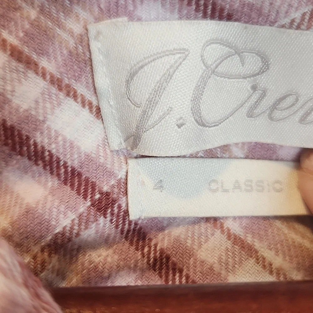 J.‎ Crew Women's Classic-Fit Shirt in Blush Flannel Plaid Size 4